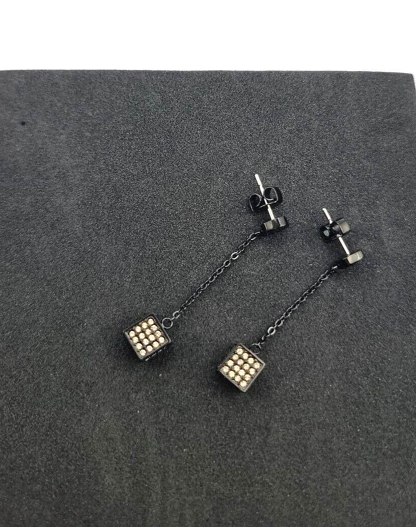 New CALVIN KLEIN EARRINGS ROCKING STAINLESS STEEL - BLACK/GOLD