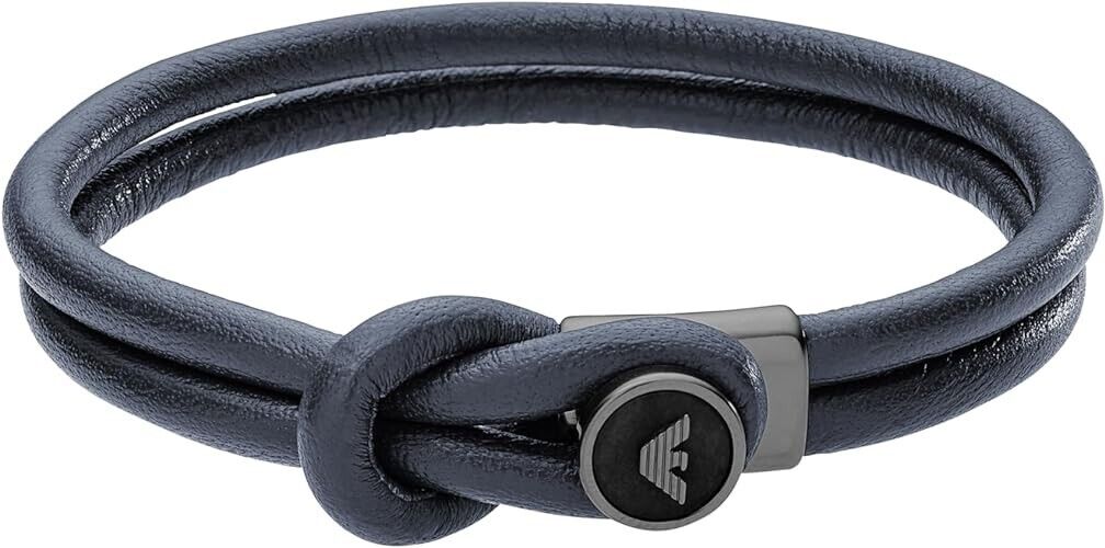 Neu EMPORIO ARMANI HERREN LEDERARMBAND EGS2214020 - BLAU