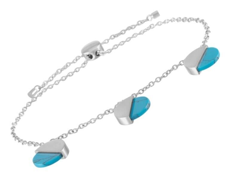 Neu CALVIN KLEIN SPICY KJ8RLB040100 EDELSTAHLARMBAND - TÜRKIS