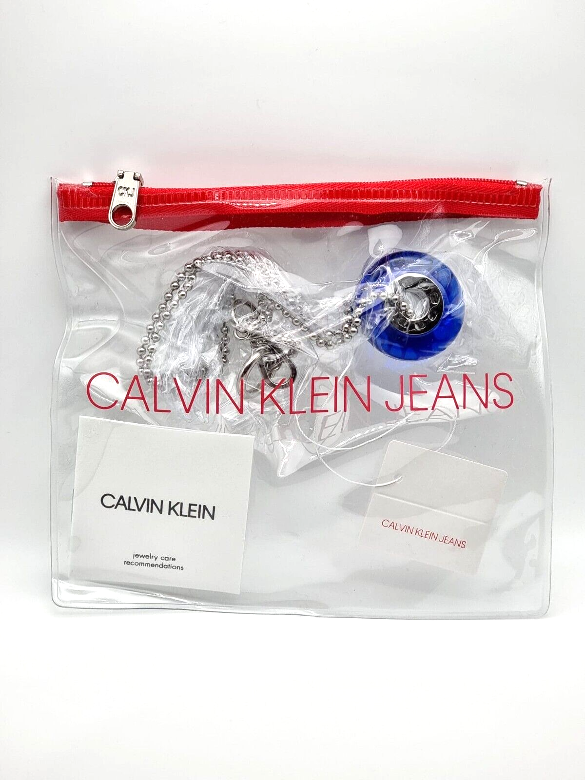 New CALVIN KLEIN SPIN KJJALN090100 STAINLESS STEEL NECKLACE  - SILVER/BLUE