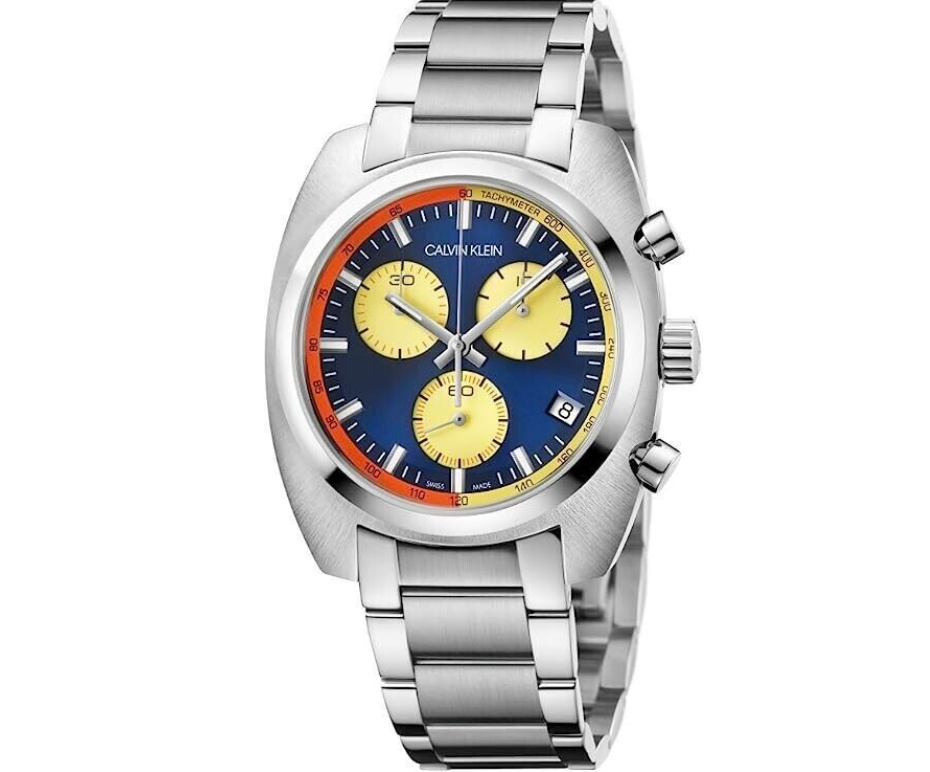 New Swiss Made CALVIN KLEIN Achieve Chronograph Quartz Blue Dial Men's Watch