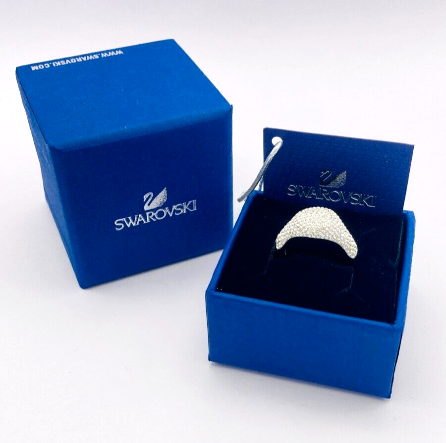 New SWAROVSKI STONE SIGNET RING - SILVER - SIZE 52