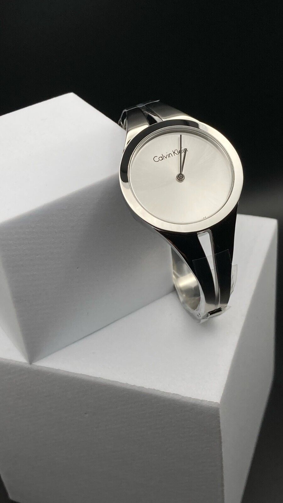 New Swiss Made CALVIN KLEIN Addict Silver Dial Medium Bangle Ladies Quartz Watch