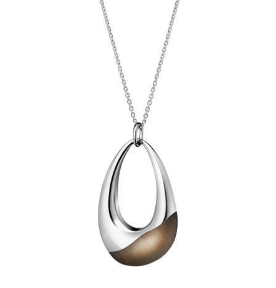 New CALVIN KLEIN ELLIPSE STONE NECKLACE KJ3QCP020100 - SILVER/BROWN