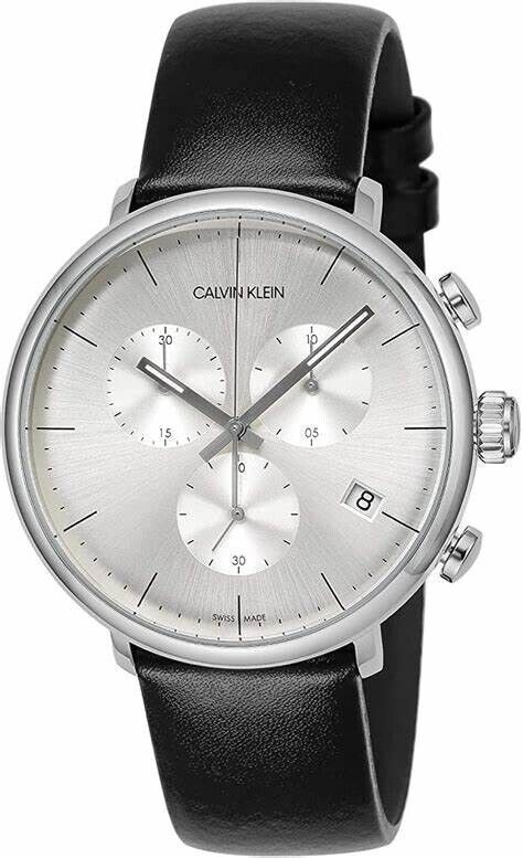 New Swiss Made CALVIN KLEIN High Noon Chronograph Quartz Silver Dial Men's Watch