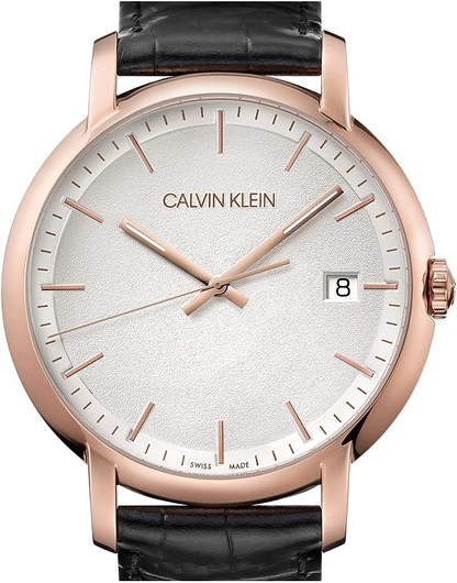 Neue, in der Schweiz hergestellte CALVIN KLEIN Minimal Quartz Herrenuhr mit silbernem Zifferblatt