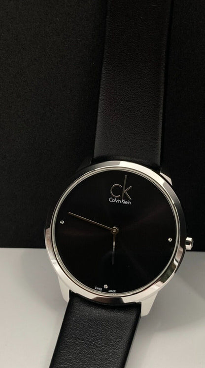 New Swiss Made CALVIN KLEIN Minimal Quartz Diamond Black Dial Ladies Watch