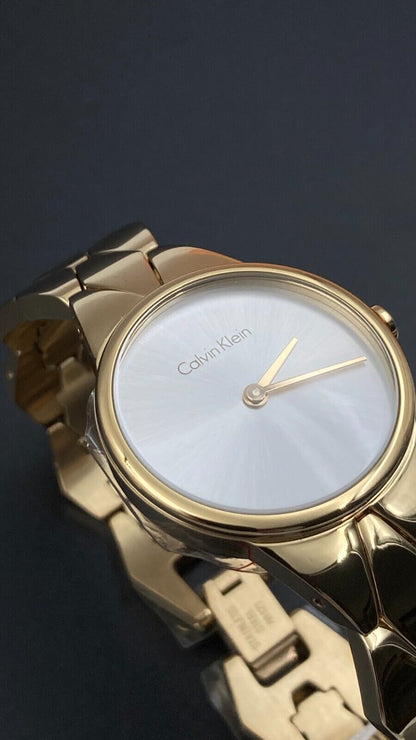 New Swiss Made CALVIN KLEIN Snake Silver Dial Ladies Quartz Watch