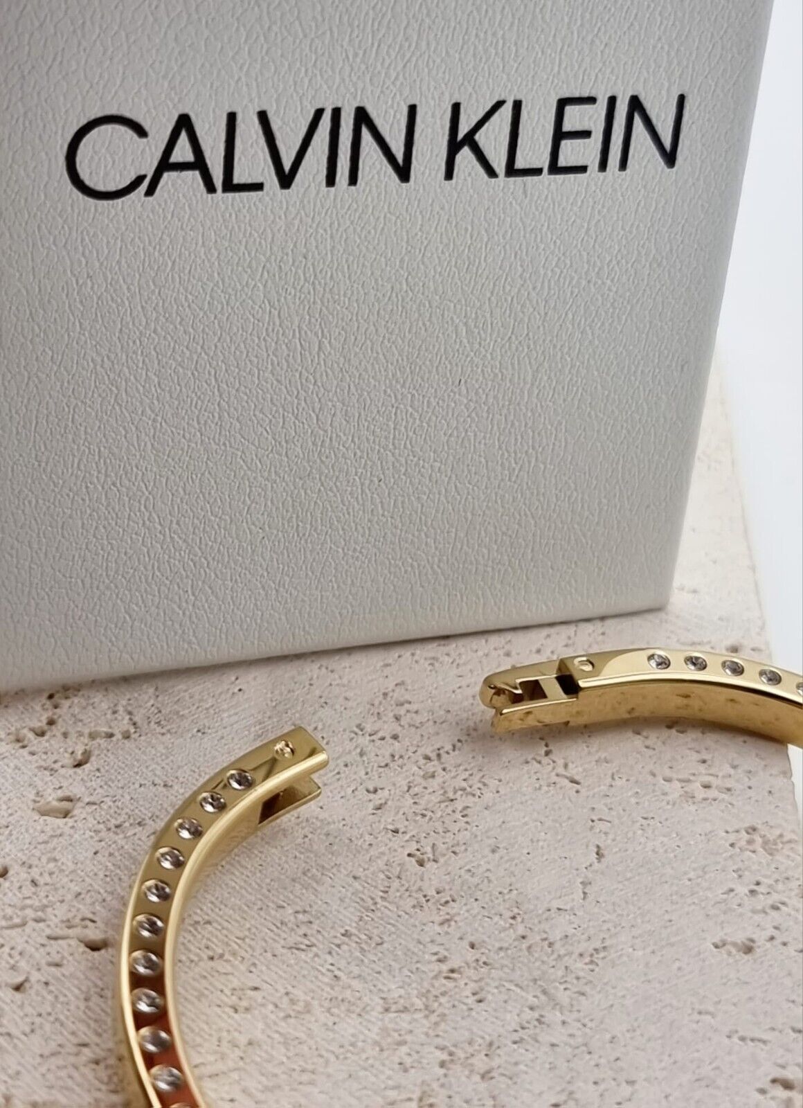 New CALVIN KLEIN HOOK KJ06JD1401XS STAINLESS STEEL BANGLE - GOLD - XS