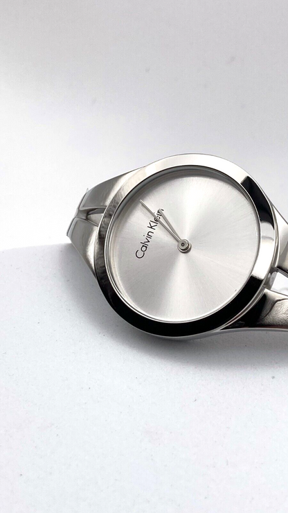 New Swiss Made CALVIN KLEIN Addict Silver Dial Small Bangle Ladies Watch