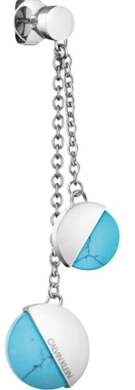 New CALVIN KLEIN SPICY KJ8RLE040200 EARRINGS - SILVER/TURQUOISE STONES