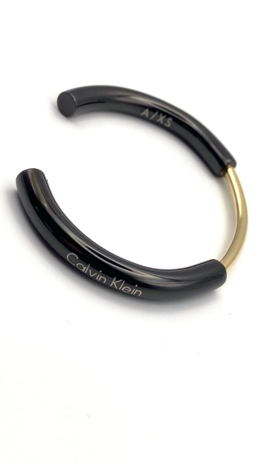 New CALVIN KLEIN DISCLOSE BANGLE KJ5FBF2001XS - BLACK/GOLD - SIZE XS