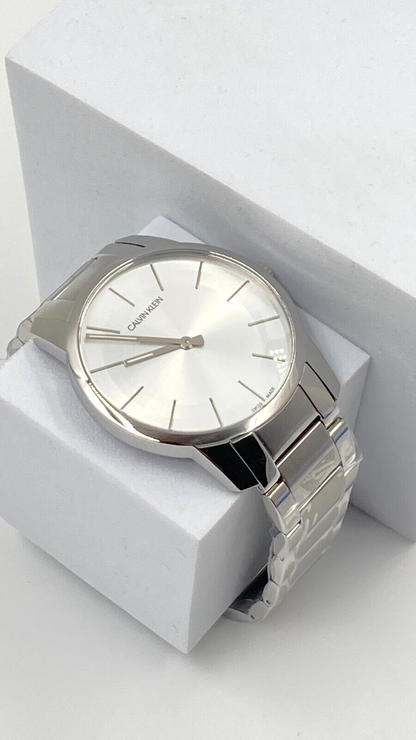 New Swiss Made CALVIN KLEIN Men's Silver Dial City Watch