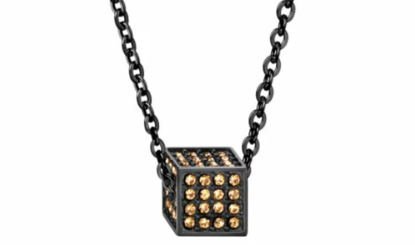 New CALVIN KLEIN ROCKING KJ9CJN140100 BLACK PVD NECKLACE - GOLD/YELLOW CRYSTAL