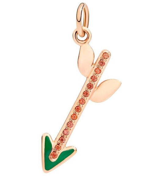 New DODO ARROW PENDANT - 9KT ROSE GOLD - ORANGE SAPPHIRES/GREEN ENAMEL