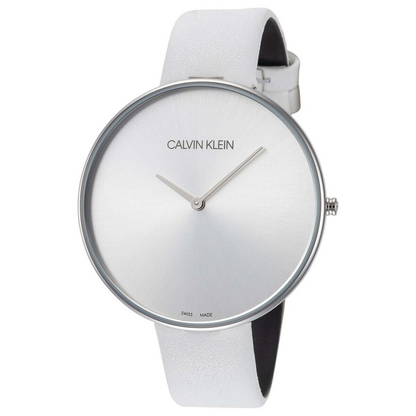 New Swiss Made CALVIN KLEIN Full Moon Quartz Silver Dial Ladies Watch