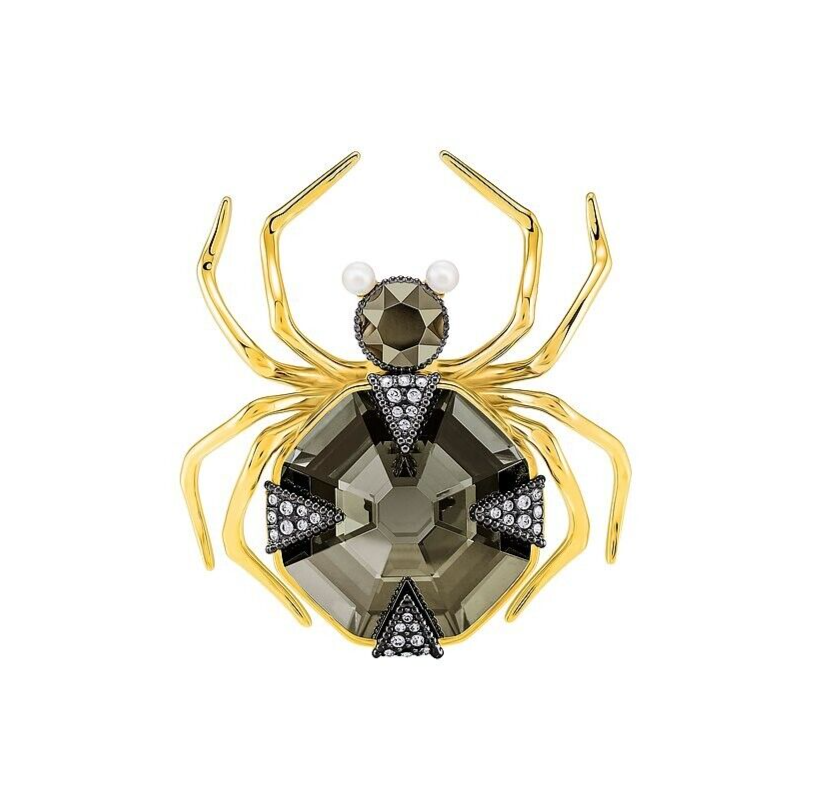 New SWAROVSKI MAGNET-BROSCHE SPIDER "ZAUBERWALD-KOLLEKTION" - GOLD/SCHWARZ