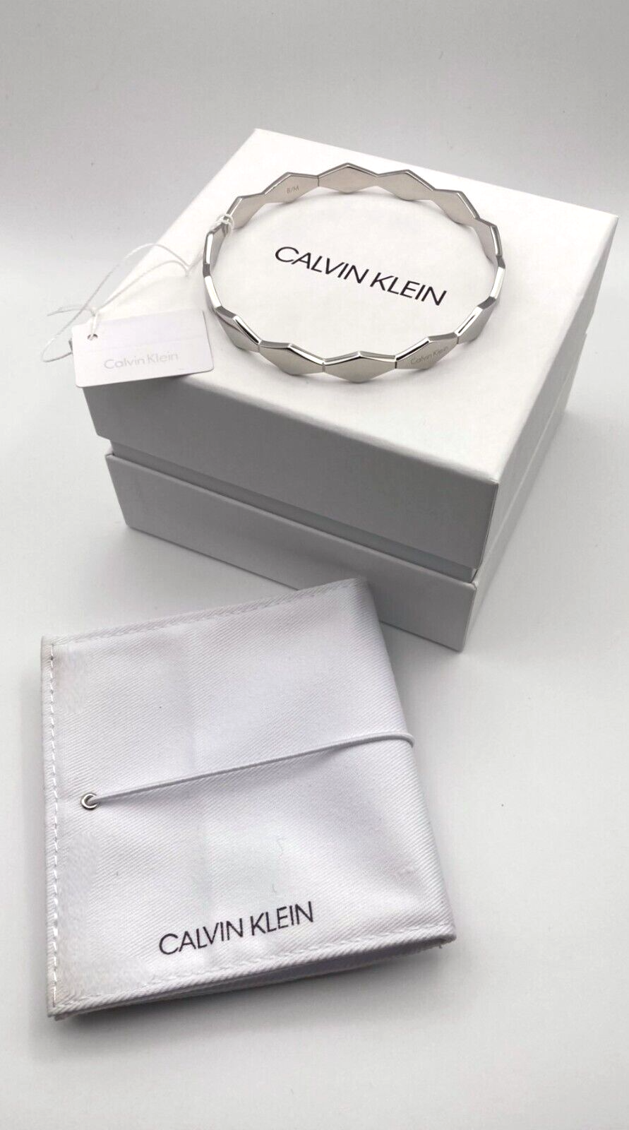 Neu CALVIN KLEIN SNAKE ARMREIF KJ5DMD00010M EDELSTAHL - SILBER - GRÖSSE M