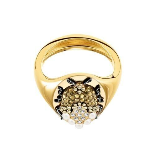 New SWAROVSKI MAGNETIC SIGNET SCARAB BEETLE RING - GOLD - Size 50-55