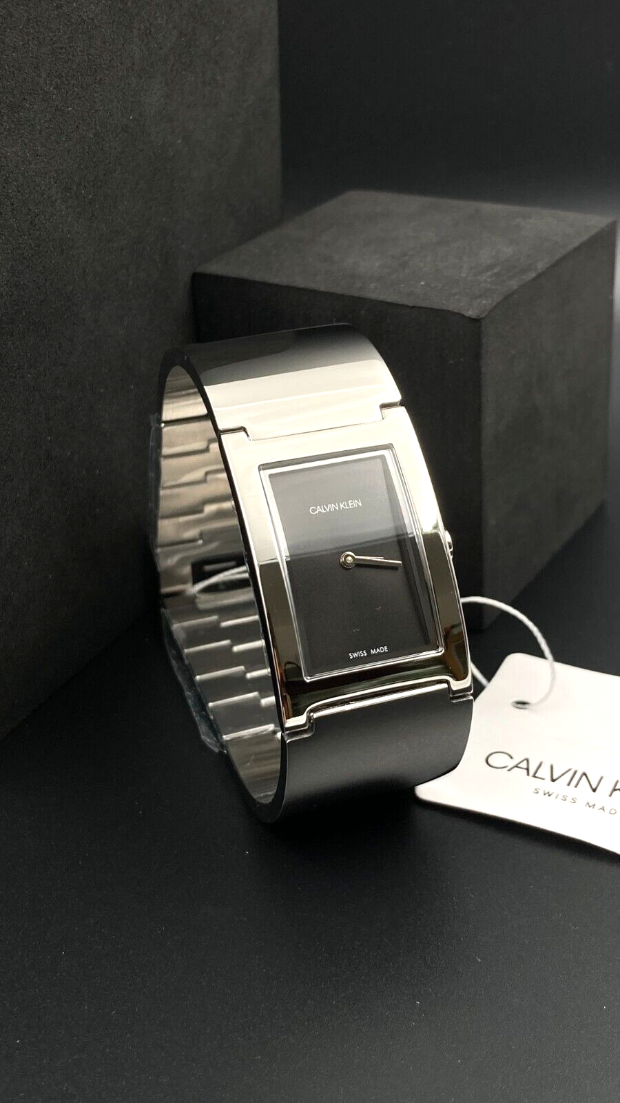 New Swiss Made CALVIN KLEIN Polished Quartz Black Dial Ladies Watch