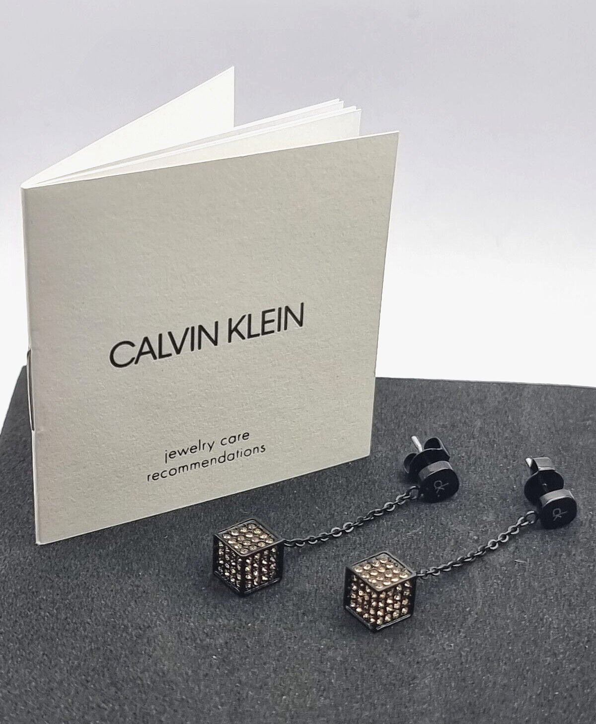 New CALVIN KLEIN EARRINGS ROCKING STAINLESS STEEL - BLACK/GOLD