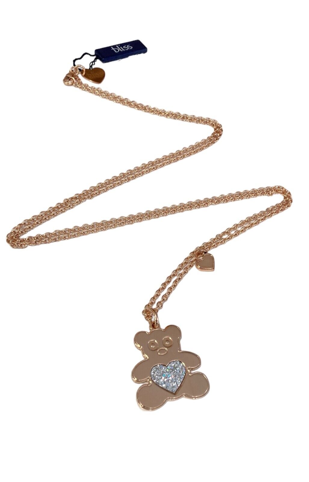 New BLISS Glittermania Necklace - Teddy Bear - Rose Gold