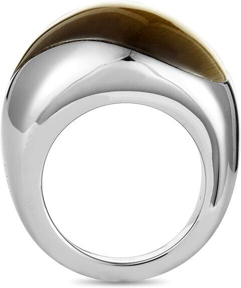 New CALVIN KLEIN ELLIPSE STONE RING KJ3QCR020106 - SILVER/BROWN - SIZE 52