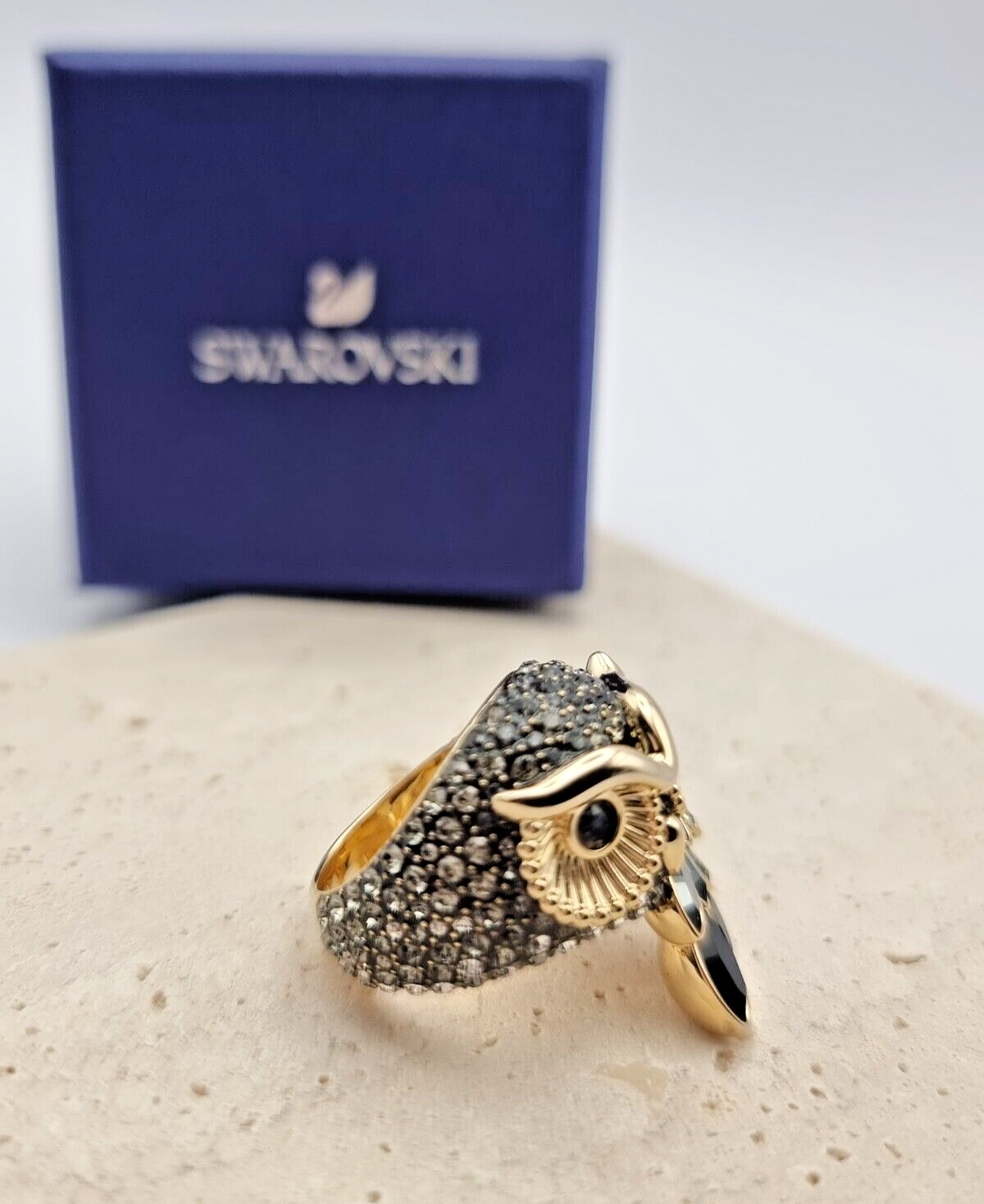 New SWAROVSKI MARCH MOTIVRING OWL - DARK MULTI - Gr. 52