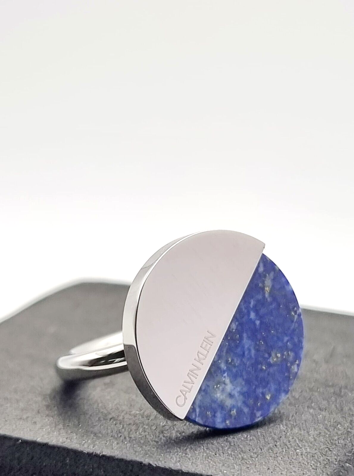 New CALVIN KLEIN SPICY KJ8RLR040207 RING - BLUE STONE - SIZE 55