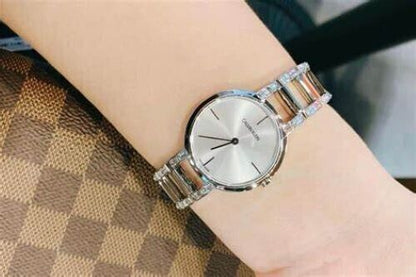 New Swiss Made CALVIN KLEIN Cheers Quartz Silver Dial Ladies Watch