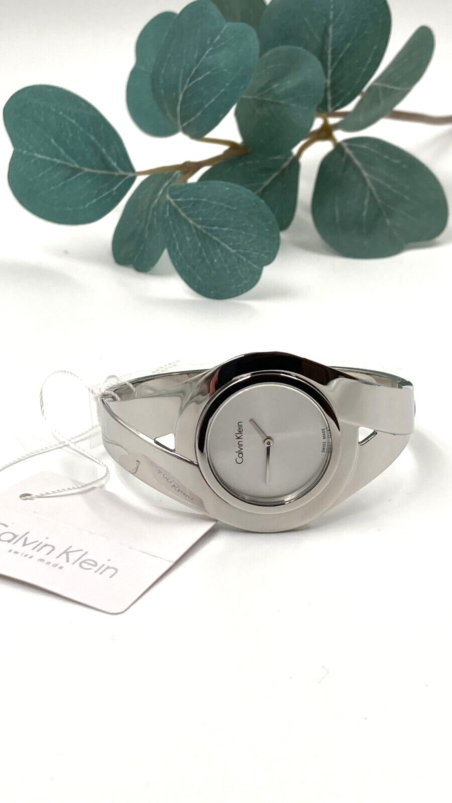 New Swiss Made CALVIN KLEIN Sensual Silver Dial Medium Bangle Ladies Watch