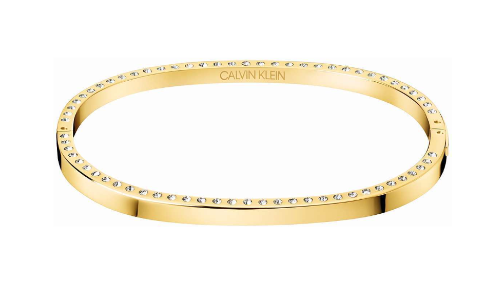 New CALVIN KLEIN HOOK KJ06JD1401XS STAINLESS STEEL BANGLE - GOLD - XS