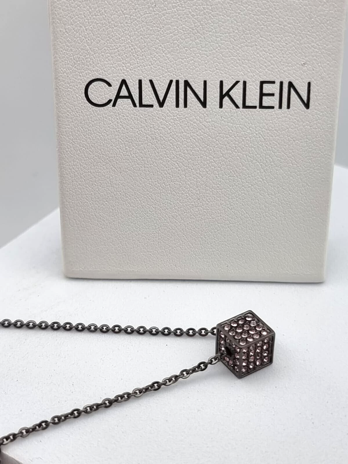 New CALVIN KLEIN ROCKING KJ9CVN140200 BLACK PVD NECKLACE - LIGHT PINK CRYSTALS