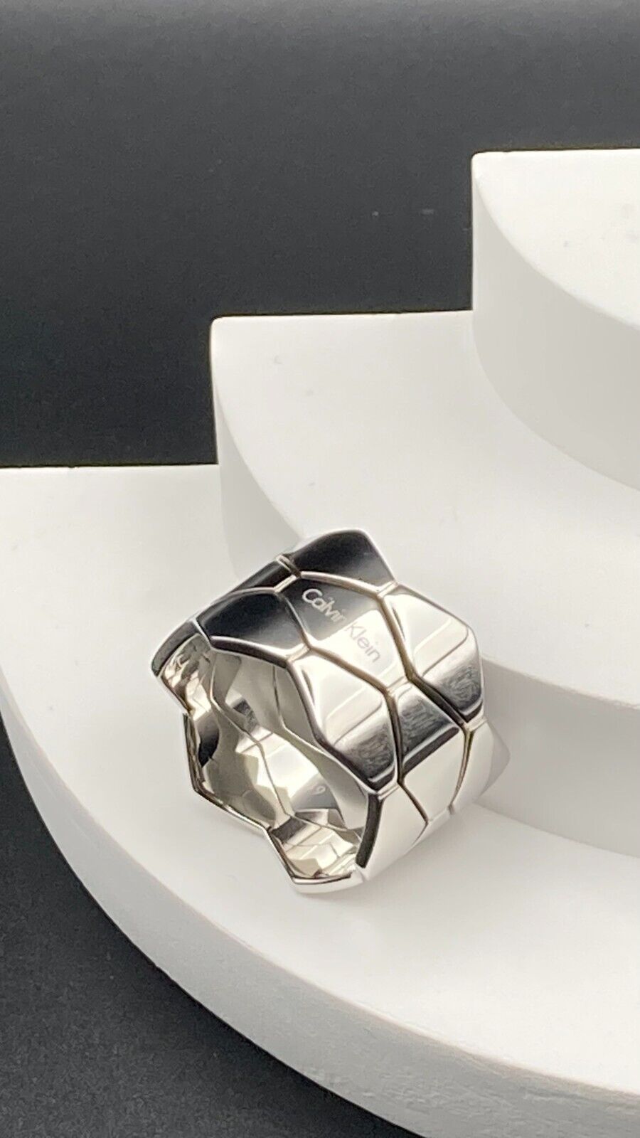 New CALVIN KLEIN SNAKE STAINLESS STEEL RING KJ5DMR000209 - SILVER - SIZE 59