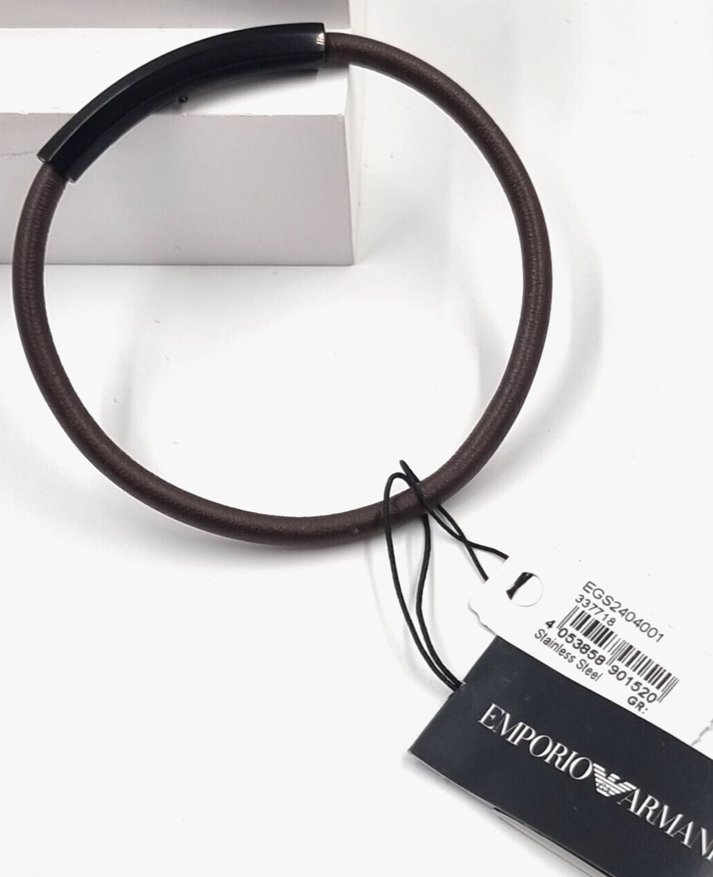 Neu EMPORIO ARMANI HERREN LEDERARMBAND EGS2404001 - BRAUN