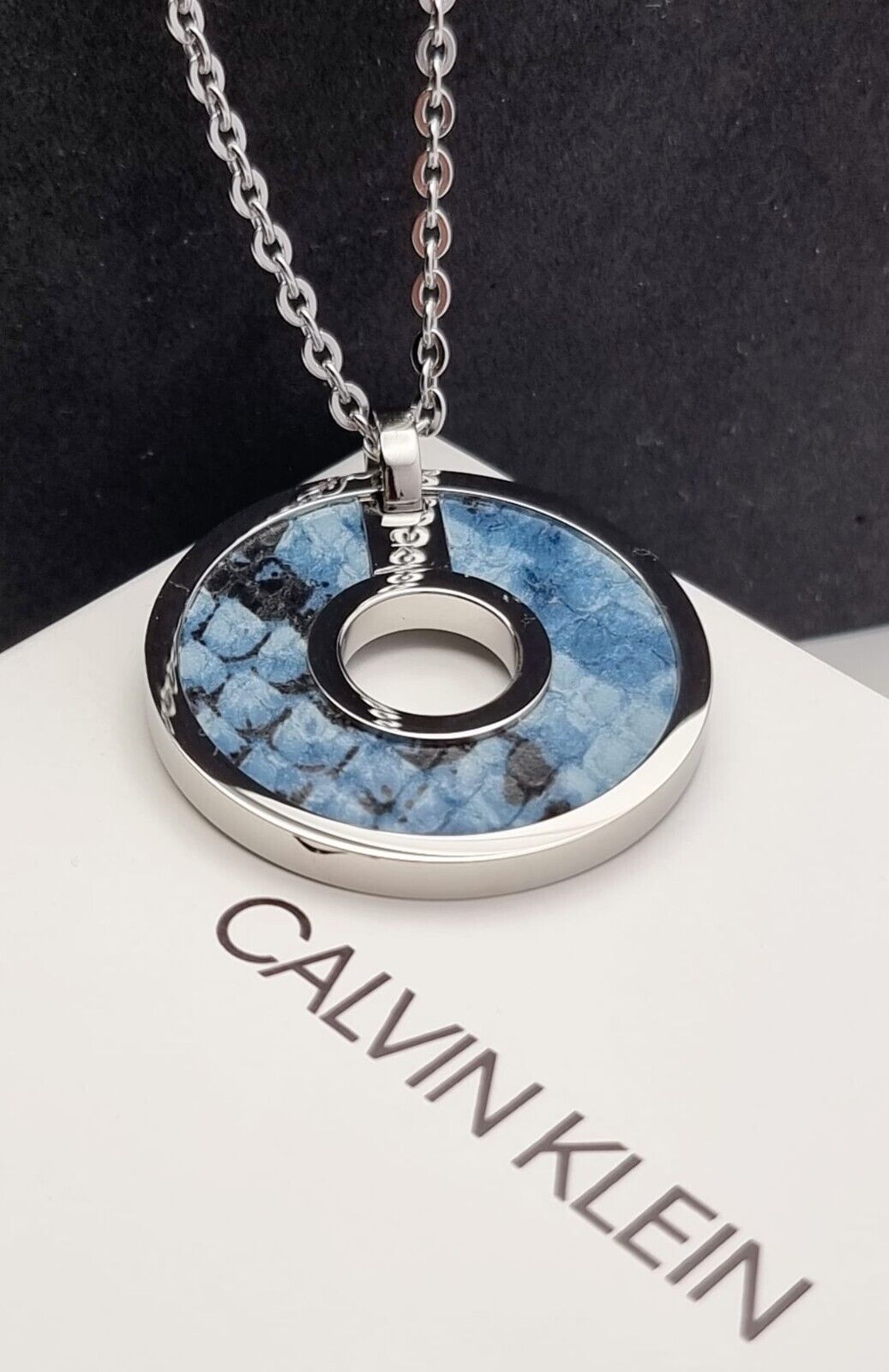 New CALVIN KLEIN SPELLBOUND KJ0DLN090100 STAINLESS STEEL NECKLACE - BLUE