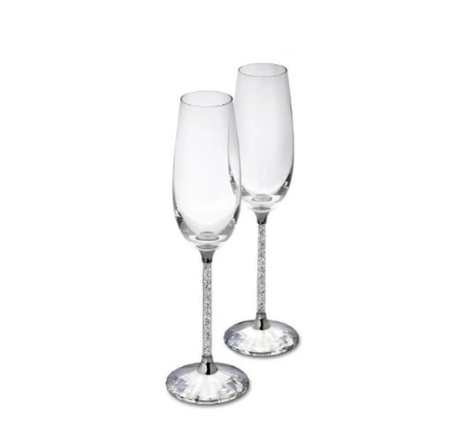 Neu SWAROVSKI CRYSTALLINE TOASTING FLUTES (SET MIT ZWEI)
