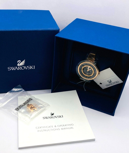 New SWAROVSKI CRYSTALLINE PURE WATCH - ROSEGOLD/BLACK -  34 MM/19 CM