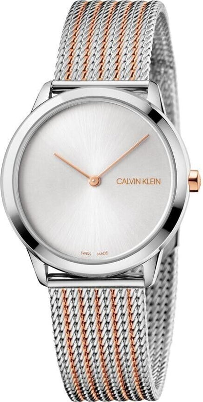 New Swiss Made CALVIN KLEIN Minimal Quartz Silver Dial Unisex Watch