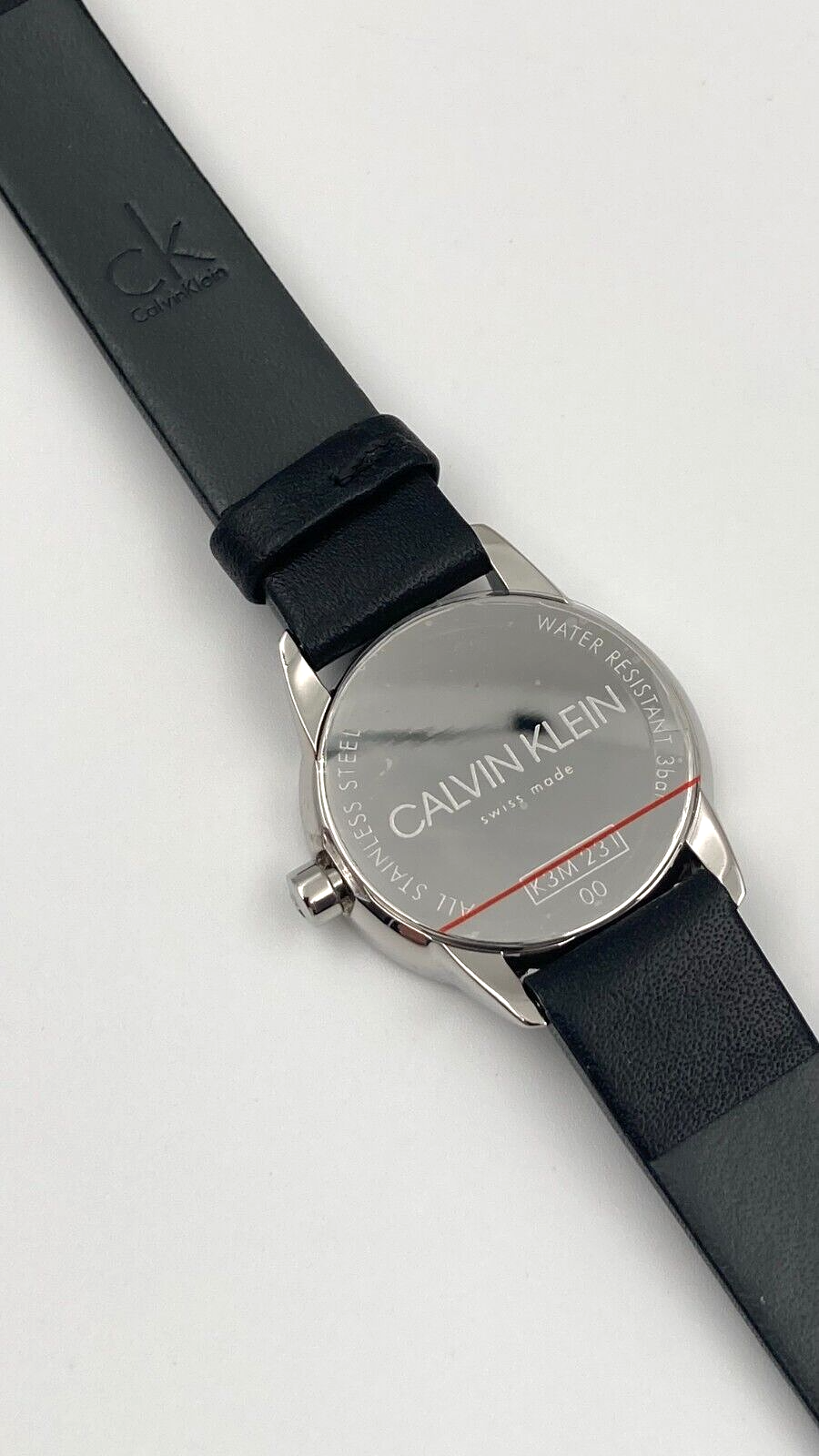 New Swiss Made CALVIN KLEIN Minimal Black Dial Black Leather Ladies Watch