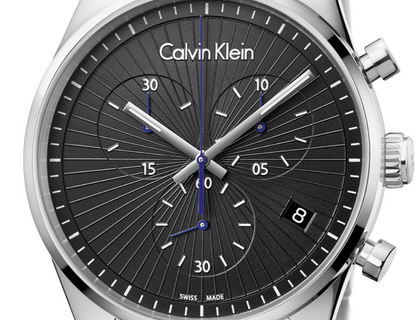 New Swiss Made CALVIN KLEIN Chronograph Quartz Black Dial Men's Watch