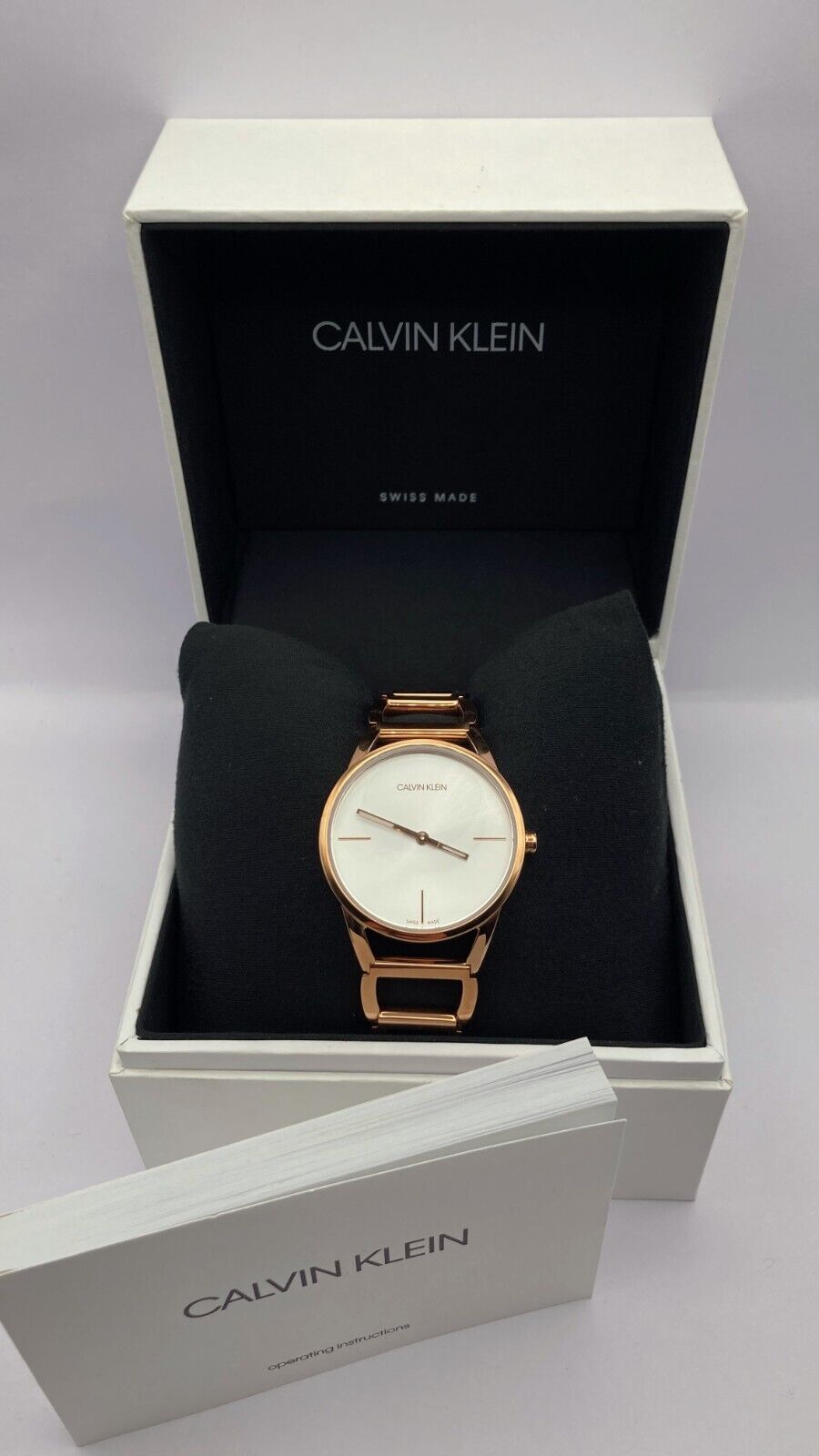 New Swiss Made CALVIN KLEIN Stately Silver Dial Ladies Quartz Watch