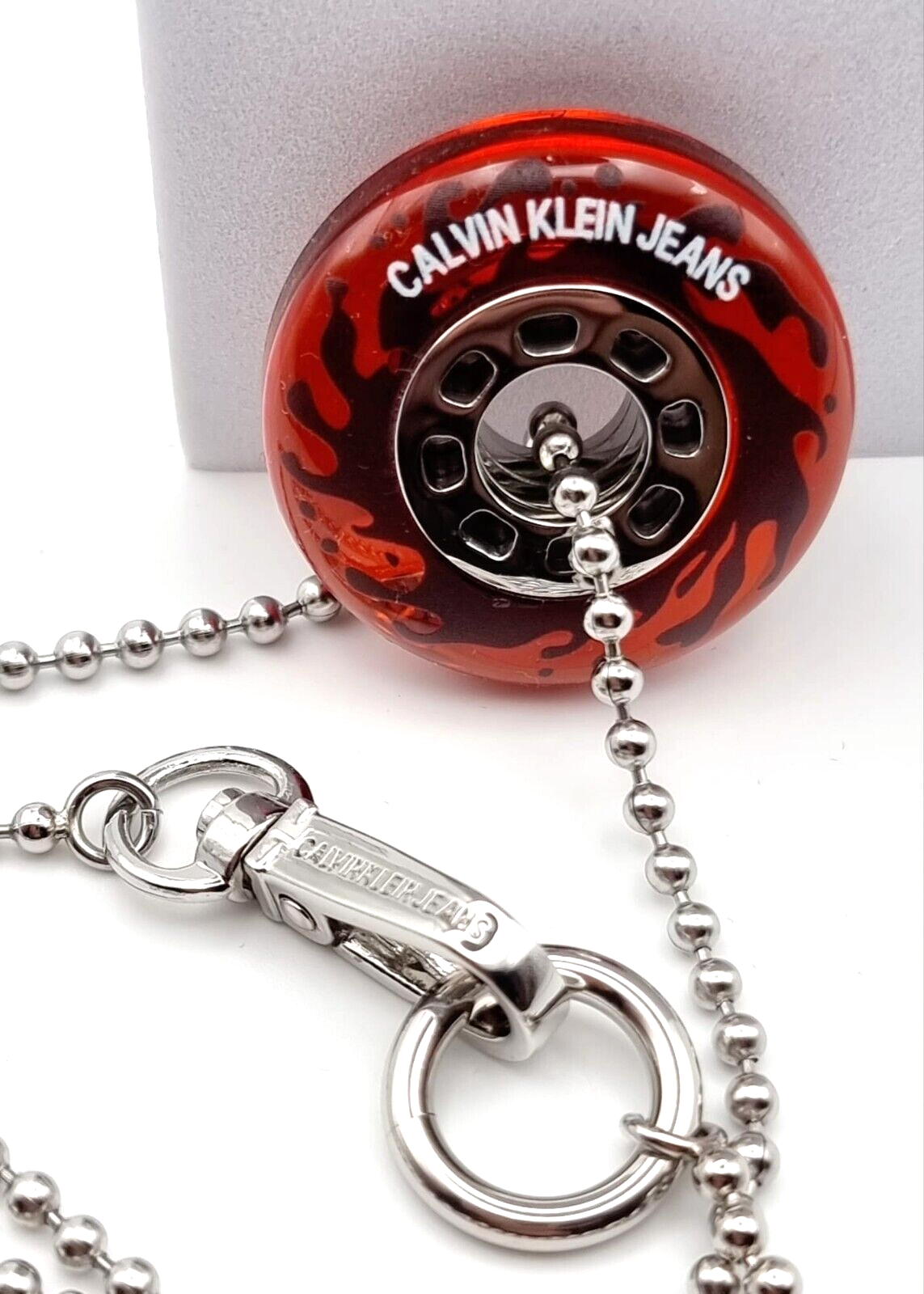 New CALVIN KLEIN SPIN KJJASN090100 STAINLESS STEEL NECKLACE  - RED