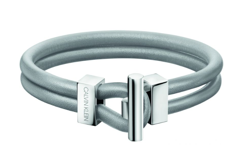 New CALVIN KLEIN ANCHOR KJ8WAB09010M STAINLESS STEEL GREY LEATHER BRACELET - M