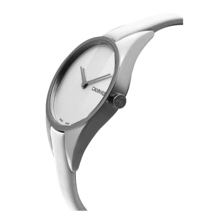 New Swiss Made CALVIN KLEIN Rebel Silver Dial White Ladies Quartz Watch