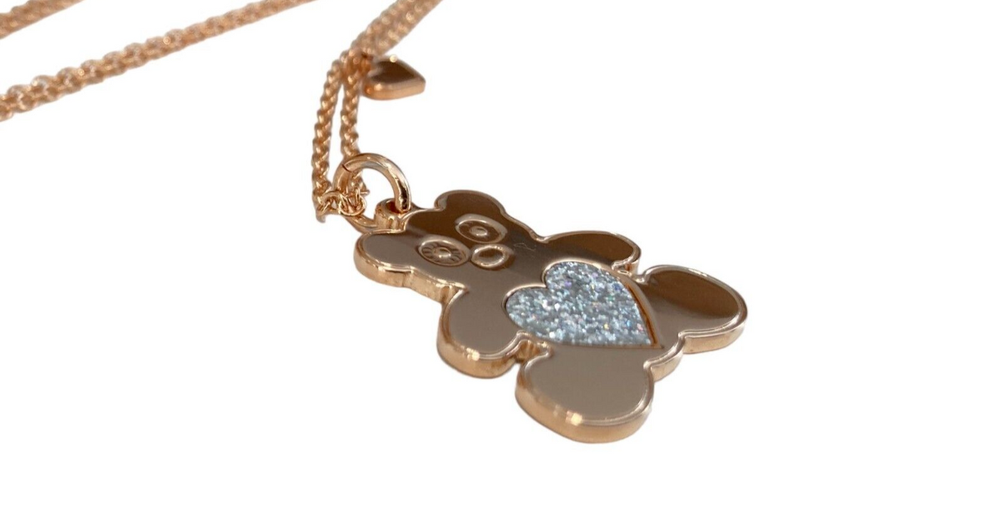 New BLISS Glittermania Necklace - Teddy Bear - Rose Gold