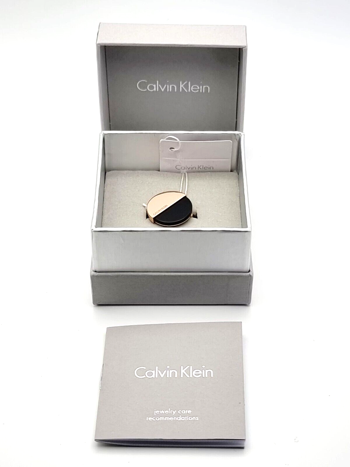 Neu CALVIN KLEIN SPICY KJ8RBR140108 ROSÉGOLD RING - SCHWARZER STEIN - GRÖSSE 57