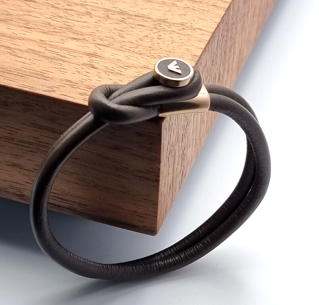 Neu EMPORIO ARMANI HERREN LEDERARMBAND EGS2213251 - BRAUN