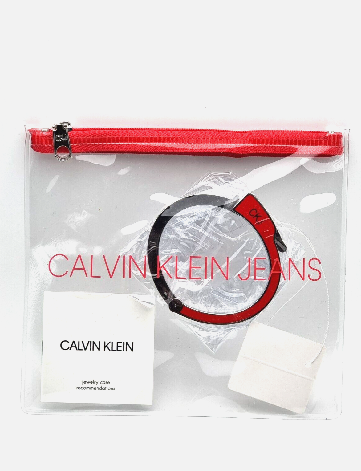 New CALVIN KLEIN JEANS KJJVRD200100 ARMREIF UNISEX - SILBER/ROT