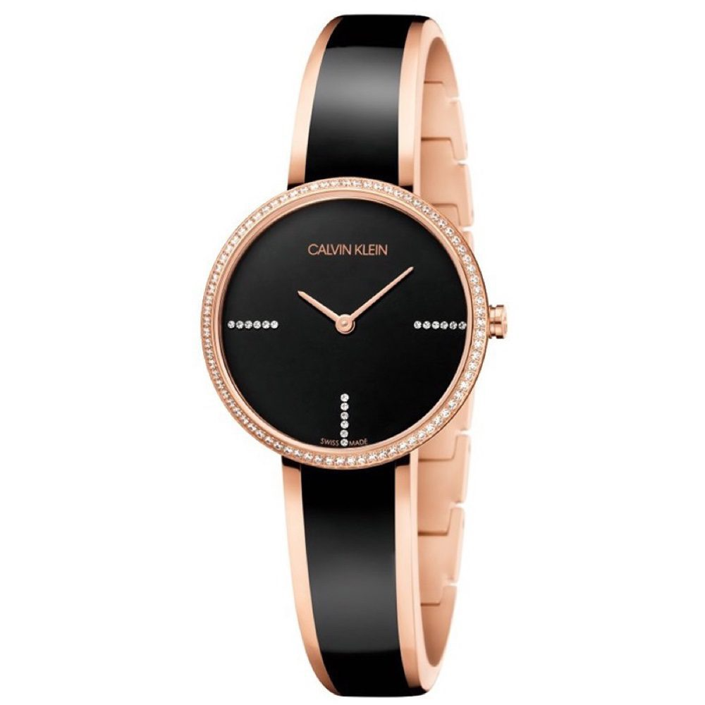 New Swiss Made CALVIN KLEIN Seduce Seduction Quartz Crystal Black Dial LadiesWat